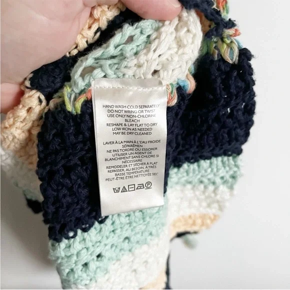 Free People Swim Up tank top blue green open knit sleeveless boho crochet - Picture 10 of 11